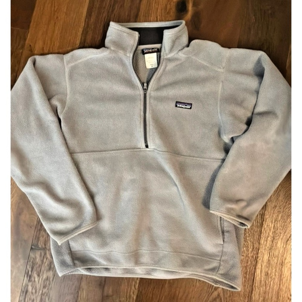 Patagonia Pullover Men's Medium Gray Synchilla Sweater 1/4 Zip Long Sleeve